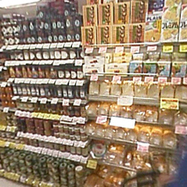 A virtual reality view of a modern Japanese supermarket.